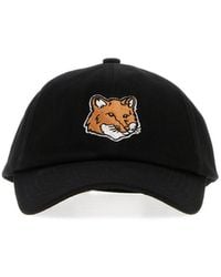 Maison Kitsuné - Cappello da baseball in cotone nero - Lyst