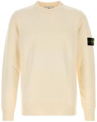 Stone Island - Ivory Wool Blend Sweater - Lyst