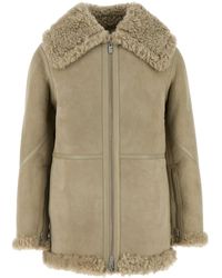 レザージャケット・コート Burberry Cappuccino Shearling Jacket Shearling Aviator Jacket in Otter - Men | Burberry® Official