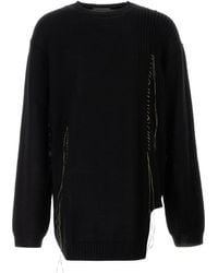 Yohji Yamamoto - Black Wool Oversize Sweater - Lyst