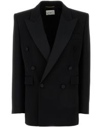 Saint Laurent - Giacca in lana nera - Lyst