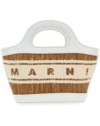Marni - Two-Tone Raffia And Leather Micro Tropicalia Summer Handbag - Lyst