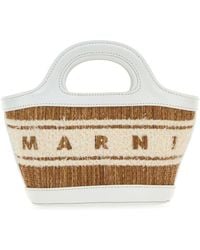 Marni - Two-Tone Raffia And Leather Micro Tropicalia Summer Handbag - Lyst