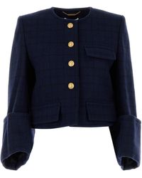 Chloé - Printed Wool Blend Body Blazer - Lyst