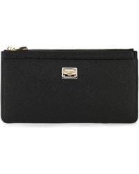 Dolce & Gabbana - PORTACARTE LARGE IN PELLE DAUPHINE CON ETICHETTA LOGO - Lyst