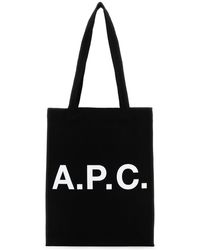 A.P.C. - Borsa shopping Lou in tela nera - Lyst