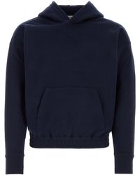 Saint Laurent - Felpa in cotone blu scuro - Lyst
