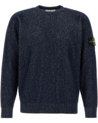Stone Island - Dark Blue Cotton Blend Sweater - Lyst