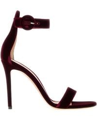Gianvito Rossi - Tiziano Red Velvet Portofino 105 Sandals - Lyst