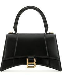 Balenciaga - Borsa a mano Hourglass piccola in pelle nera - Lyst