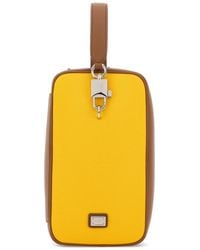 Dolce & Gabbana - Two-tone Leather And Canvas Lock Handbag - Lyst