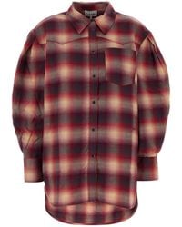 Ganni - Embroidered Flannel Oversize Shirt - Lyst