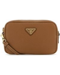 Prada - Borsa a tracolla in pelle caramello - Lyst