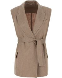 Brunello Cucinelli - Cappuccino Linen Blend Vest - Lyst