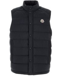 Moncler - Midnight Blue Nylon Barthe Sleeveless Down Jacket - Lyst