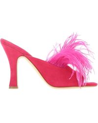 Leonardo Shoes Fuchsia Suede Sandals In Purple Lyst