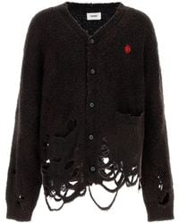 Doublet - Melange Chocolate Cotton Cardigan - Lyst