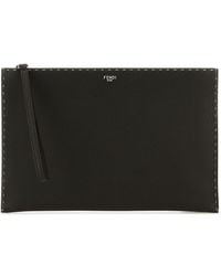 Fendi - Clutch in pelle testa di moro - Lyst