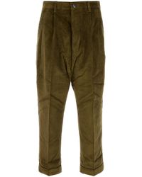 Ami Paris - Pantalone in velluto a coste verde oliva - Lyst