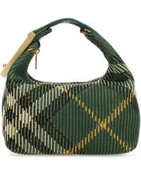 Burberry - Borsa a mano Peg mini in nylon ricamato - Lyst