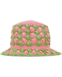 Prada - Cappello da pescatore in rafia bicolor - Lyst