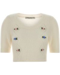 Alessandra Rich - Ivory Mohair Blend Sweater - Lyst