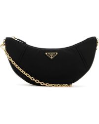 Prada - Borsa a spalla Demi-lune in Re-Nylon nero - Lyst