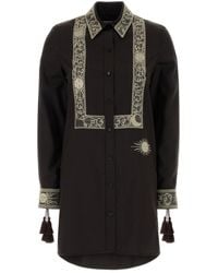 Burberry - Chocolate Silk Shirt Dress - Lyst