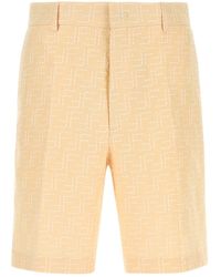 Fendi - Bermuda in misto lino crema - Lyst