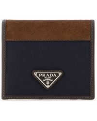 Prada - Portafoglio bicolor in tessuto e pelle scamosciata - Lyst