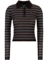 Prada - Polo in maglia ricamata - Lyst