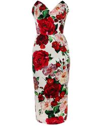 Dolce & Gabbana - Abito in raso stampato - Lyst