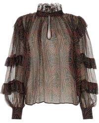 Etro - Blusa in crepe stampato - Lyst