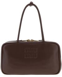 Miu Miu - Borsa a spalla in pelle testa di moro - Lyst