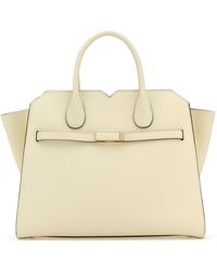 Valextra - Ivory Leather Medium Milano Shopping Bag - Lyst