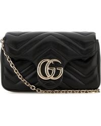 Gucci - Borsa a spalla GG Marmont mini in pelle nera - Lyst