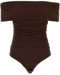 Des Phemmes - Chocolate Stretch Jersey Bodysuit - Lyst