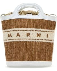 Marni - Borsa a secchiello Tropicalia bicolor in rafia e pelle - Lyst