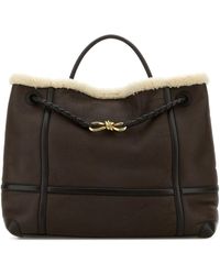 Bottega Veneta - Borsa a mano Andiamo grande in pelle marrone - Lyst