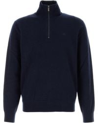 Burberry - Dark Blu Stretch Cashmere Blend Sweater - Lyst