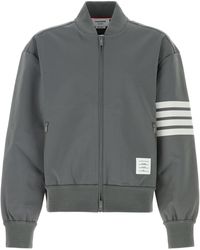 Thom Browne - Grey Stretch Viscose Blend Bomber Jacket - Lyst