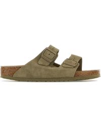 Birkenstock - Slippers Arizona in pelle scamosciata khaki - Lyst