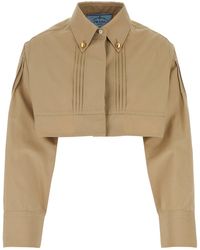 Prada - Camicia in popeline beige - Lyst
