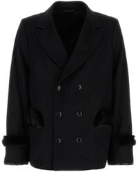 Random Identities - Black Wool Blend Coat - Lyst