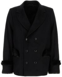 Random Identities - Black Wool Blend Coat - Lyst