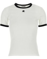 Courreges - Courrèges Contrast Cotton T-Shirt - Lyst