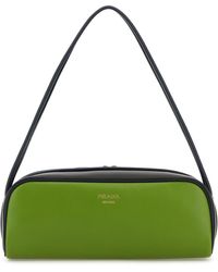 Prada - Borsa a spalla in pelle verde - Lyst