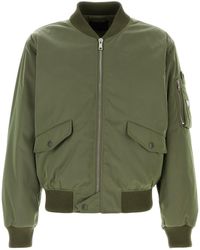 Prada - Bomber in nylon verde oliva - Lyst