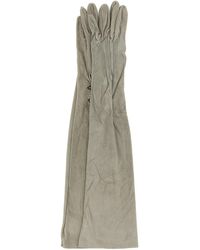Prada - Guanti lunghi in pelle scamosciata grigio chiaro - Lyst