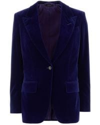 Tom Ford - Blue Stretch Velvet Blazer - Lyst